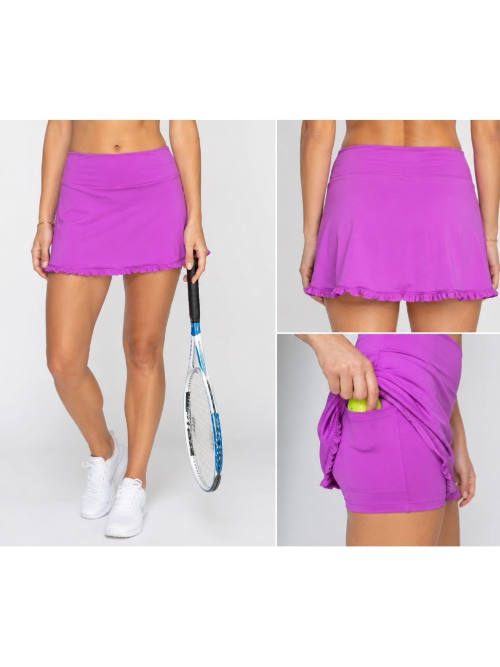 X by Gottex Pink Tennis, Golf Skort Ruffle Hem Built-In Shorts Size L